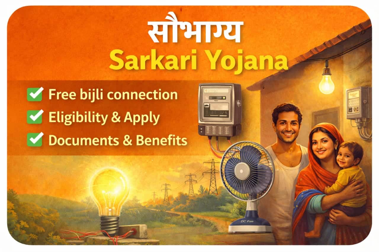 Saubhagya Sarkari Yojana free bijli connection scheme with electricity meter and DC fan